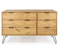 Augusta Wide Chest - 6 Drawer - Pine - Hairpin Legs