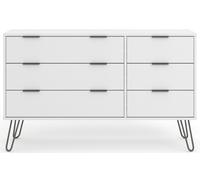 Augusta Wide Chest - 6 Drawer - White - Hairpin Legs