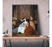 Auguste Toulmouche La Fiancée Hésitante Prints on Canvas Painting The Reluctant Bride Print Poster Women's Wall Art Decor 30x40CM Frameless