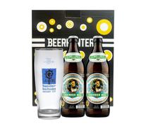 Augustiner Helles German Lager Gift Set with Official Augustiner Glass - 2 x 500ml Bottles | Authentic Bavarian Beer Gift