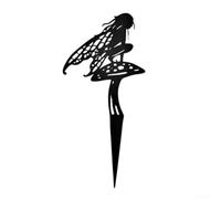 AugustknowU 3 Pack Iron Garden Stakes For Outdoor Lawn Decoration With Fairy Silhouette And Advanced Rust Resistant Finish