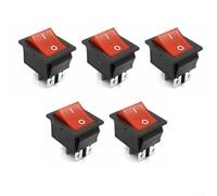 AugustknowU 5Pcs KCD4-201 2 Position DPST Rocker Switch 4 Terminal ON OFF Type 16A 250V With Red Pilot Lamp For Industrial Control Applications