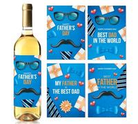 AugustknowU 8 Sheet Father's Day Bottle Stickers For Wine Beer And Drink Containers Compatible With Standard Bottle Sizes And Shapes