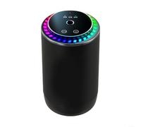 AugustknowU Car Aroma Diffuser, Wireless Portable Air Freshener, 3 Levels Adjustable, Auto On/Off, Starry Light Projection, Black Aluminum Alloy + PC