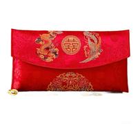 AugustknowU Chinese For Wedding Tea Ceremony Red Envelope Featuring Dragon Embroidery On Brocade Fabric With Secure Snap Button(B)