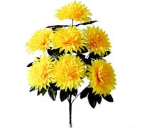 AugustknowU Chrysanthemum Silk Bouquet With 7 Realistic Flowers For Tomb Decoration Commemorative Events And Ceremonial Offerings(Yellow)