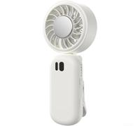 AugustknowU Clip On Fan With Ice Cooling Function 5 Speed Levels USB Rechargeable 4000mAh Power Bank Style Battery Foldable Design For Laptop Desk Bed(White)