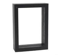 AugustknowU Double Glass Floating Photo Frame with Transparent Double-Sided Display MDF and Polished Glass for Wall or Tabletop Showing Pictures Artwork Painting Calligraphy(Black)