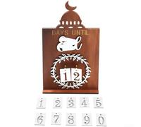 AugustknowU Engraved Poplar Wood Countdown Decor Featuring Architectural Middle Eastern Castle Details For Indoor Display(JM01451)
