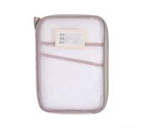 AugustknowU For A4 Double-Layer Mesh Zipper Storage Bag Large Capacity Organizer For Office(Pink)