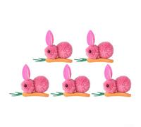 AugustknowU For Festive Flair with 5pcs Easter Bunny Hair Clips Decorations for Any Celebration (Light red)