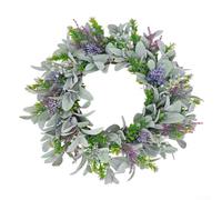 AugustknowU For Front Door Wreath Constructed From Plastic, 45cm Diameter Featuring Eucalyptus Leaf Design And Lavender Accent Traits