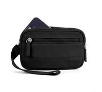 AugustknowU For Mini Pleated Square Wristlet Wallet With Transparent PVC Window Waterproof(Black)