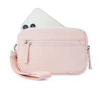 AugustknowU For Mini Pleated Square Wristlet Wallet With Transparent PVC Window Waterproof(Pink)