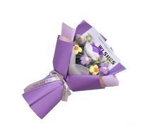 AugustknowU Handmade Knitted Bouquet Combining Traditional Craft Methods With Contemporary Design Elements For Timeless Decor Compatibility(purple)