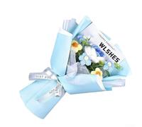 AugustknowU Handmade Knitted Bouquet Combining Traditional Craft Methods With Contemporary Design Elements For Timeless Decor Compatibility(Blue)