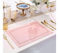 AugustknowU Linen Cotton Blend Placemat Featuring Anti Slip Backing And Thermal Insulation For Dining Table Safety 45x30cm(Pink)