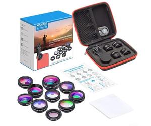AugustknowU Mobile Phone Camera Lens Kit 10 in 1 with Fisheye, Wide Angle, Macro, Telephoto, CPL, Kaleidoscope, Flow, Radial, Star, and Telescope Lens Set for Dynamic Photography