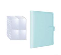 AugustknowU Organized Card Storage Solution In PU Material For Business Cards Photos And Personal Items With 25 Four-Grid Loose Leaf Sheets(Blue)