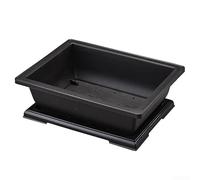 AugustknowU Plastic Flower Pot Automatic Suction Lazy Basin Plastic Antique Flower Pots, Imitation Purple Sand Dark Brown, Suitable for Small Succulent Pots and Small Bonsai Rectangular-Pot + Tray