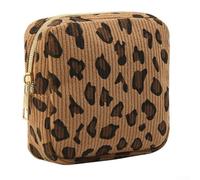 AugustknowU Practical Thick Corduroy Storage Bag for Sanitary Pads, for Traveling and Everyday Personal Item Management (Leopard)