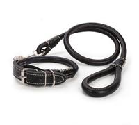 AugustknowU PU Leather Dog Leash 1.2m Long Designed For Medium And Large Dogs With Emphasis On Grip Comfort And Structural Integrity(black2.2m)
