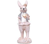 AugustknowU Resin Easter Rabbit Decoration With Sleek Silver Elements For Wall Shelf, Console Table Or Nook Styling(A)
