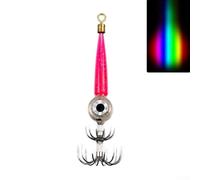AugustknowU Squid Jig Hook With RGB Flash Glow For Night Fishing, Suitable For Squid, Cuttlefish, And Octopus, Made From ABS And Stainless Steel, 9cm Length(Pink)