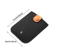 AugustknowU Thickened Drawer Business Card Holder with Multiple Card Slots PU Leather Stackable Card Organizer with snap Button Closure for Secure Storage and Professional use (Black)