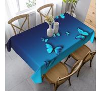 AUGUSTRUSH 140x90 Cm Rectangle Tablecloth, Beautiful Blue Butterfly Tablecloths, Soft Washable Durable Table Cover For Dining, Party Wrinkle-Resistant Table Cloth For Travel, Wedding, Cafe, Picnic