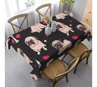 AUGUSTRUSH 140x90 Cm Rectangle Tablecloth, Cute Pug Tablecloths, Soft Washable Durable Table Cover For Dining, Party Wrinkle-Resistant Table Cloth For Travel, Wedding, Cafe, Picnic