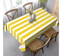AUGUSTRUSH 140x90 Cm Rectangle Tablecloth, Lemon Yellow Stripes Tablecloths, Soft Washable Durable Table Cover For Dining, Party Wrinkle-Resistant Table Cloth For Travel, Wedding, Cafe, Picnic