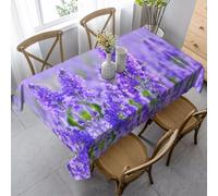 AUGUSTRUSH 140x90 Cm Rectangle Tablecloth, Purple Lavender Colored Flowers Tablecloths, Soft Washable Durable Table Cover For Dining, Party Wrinkle-Resistant Table Cloth For Travel Wedding Cafe Picnic