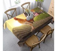 AUGUSTRUSH 140x90 Cm Rectangle Tablecloth, Rooster On Wood In Farmland Tablecloths, Soft Washable Durable Table Cover For Dining, Party Wrinkle-Resistant Table Cloth For Travel, Wedding, Cafe, Picnic
