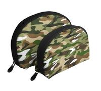 AUGUSTRUSH 2 PCS Small Cosmetic Bag for Purse, Abstract Camouflage, Portable Shell Mother-Daughter Organizer Bag for Travel & Daily Use, Clutch Wallet, Large Capacity Compact Makeup Bag for Women