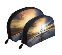 AUGUSTRUSH 2 PCS Small Cosmetic Bag for Purse, Backpack Airplane, Portable Shell Mother-Daughter Organizer Bag for Travel & Daily Use, Clutch Wallet, Large Capacity Compact Makeup Bag for Women