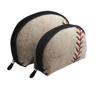 AUGUSTRUSH 2 PCS Small Cosmetic Bag for Purse, Baseball, Portable Shell Mother-Daughter Organizer Bag for Travel & Daily Use, Clutch Wallet, Large Capacity Compact Makeup Bag for Women