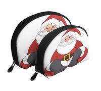 AUGUSTRUSH 2 PCS Small Cosmetic Bag for Purse, Cute Santa Claus, Portable Shell Mother-Daughter Organizer Bag for Travel & Daily Use, Clutch Wallet, Large Capacity Compact Makeup Bag for Women