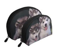 AUGUSTRUSH 2 PCS Small Cosmetic Bag for Purse, Dog, Portable Shell Mother-Daughter Organizer Bag for Travel & Daily Use, Clutch Wallet, Large Capacity Compact Makeup Bag for Women
