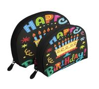AUGUSTRUSH 2 PCS Small Cosmetic Bag for Purse, Happy Birthday Big Cake, Portable Shell Mother-Daughter Organizer Bag for Travel & Daily Use, Clutch Wallet, Large Capacity Compact Makeup Bag for Women