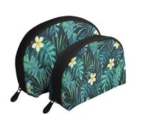 AUGUSTRUSH 2 PCS Small Cosmetic Bag for Purse, Hawaiian, Portable Shell Mother-Daughter Organizer Bag for Travel & Daily Use, Clutch Wallet, Large Capacity Compact Makeup Bag for Women