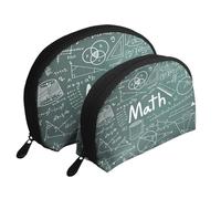 AUGUSTRUSH 2 PCS Small Cosmetic Bag for Purse, Math Lesson Word, Portable Shell Mother-Daughter Organizer Bag for Travel & Daily Use, Clutch Wallet, Large Capacity Compact Makeup Bag for Women