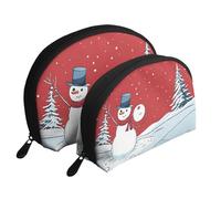 AUGUSTRUSH 2 PCS Small Cosmetic Bag for Purse, Merry Christmas Day, Portable Shell Mother-Daughter Organizer Bag for Travel & Daily Use, Clutch Wallet, Large Capacity Compact Makeup Bag for Women