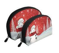 AUGUSTRUSH 2 PCS Small Cosmetic Bag for Purse, Merry Christmas Day, Portable Shell Mother-Daughter Organizer Bag for Travel & Daily Use, Clutch Wallet, Large Capacity Compact Makeup Bag for Women