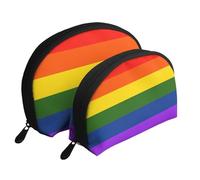 AUGUSTRUSH 2 PCS Small Cosmetic Bag for Purse, Rainbow Flag, Portable Shell Mother-Daughter Organizer Bag for Travel & Daily Use, Clutch Wallet, Large Capacity Compact Makeup Bag for Women
