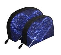 AUGUSTRUSH 2 PCS Small Cosmetic Bag for Purse, Shooting Star Heart, Portable Shell Mother-Daughter Organizer Bag for Travel & Daily Use, Clutch Wallet, Large Capacity Compact Makeup Bag for Women