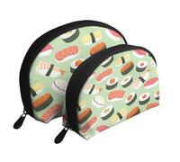 AUGUSTRUSH 2 PCS Small Cosmetic Bag for Purse, Sushi Food, Portable Shell Mother-Daughter Organizer Bag for Travel & Daily Use, Clutch Wallet, Large Capacity Compact Makeup Bag for Women
