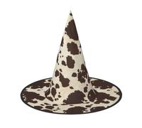 AUGUSTRUSH Adjustable Witch Hat For Women & Men, Brown Cow Spots Halloween Hat, Foldable Halloween Party Accessory, Pointed Wizard Cap For Cosplay, Carnival, Masquerade, 1 Pc