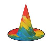 AUGUSTRUSH Adjustable Witch Hat For Women & Men, Fantastic Parrot Feather Halloween Hat, Foldable Halloween Party Accessory, Pointed Wizard Cap For Cosplay, Carnival, Masquerade, 1 Pc