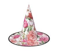 AUGUSTRUSH Adjustable Witch Hat For Women & Men, Garden Peony Halloween Hat, Foldable Halloween Party Accessory, Pointed Wizard Cap For Cosplay, Carnival, Masquerade, 1 Pc